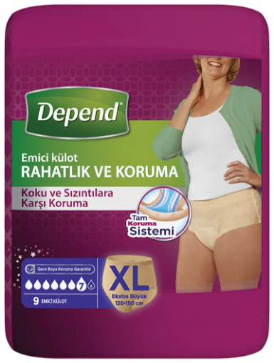 DEPEND EMİCİ KÜLOT EKSTRA BÜYÜK KADIN (9*6) resmi