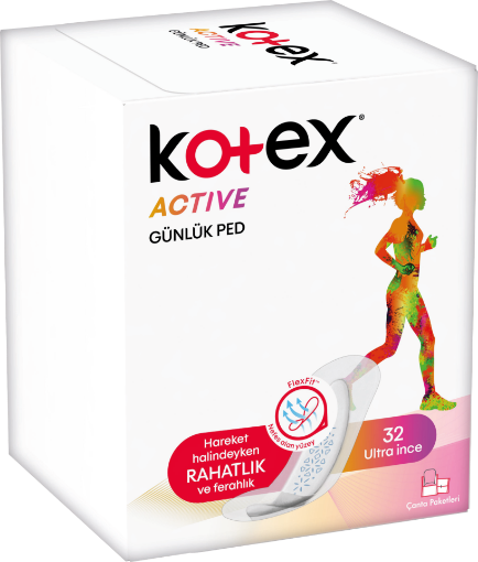 KOTEX ACTIVE GÜNLÜK PED 32'Lİ (32X16) resmi