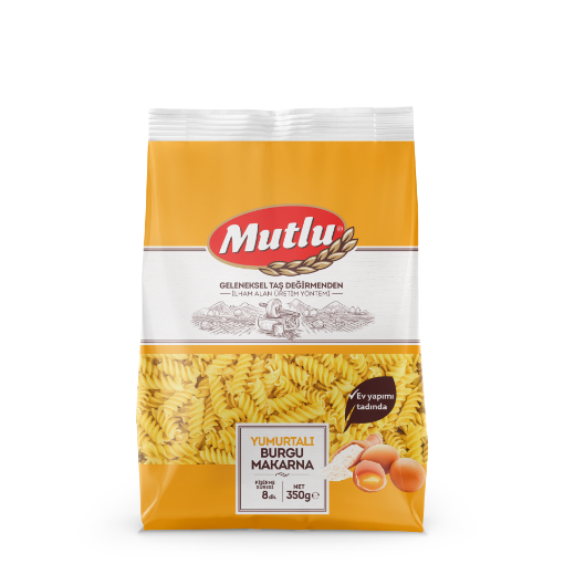 MUTLU MAKARNA YUMURTALI BURGU 350 GR resmi