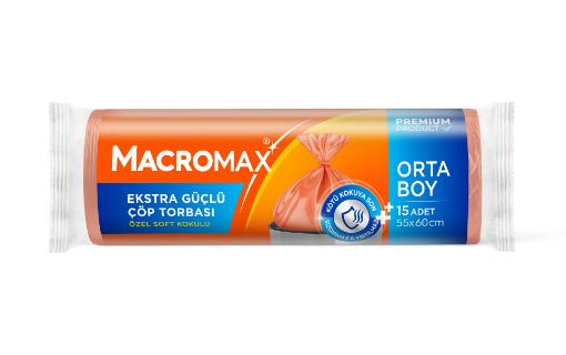 MACROMAX EXTRA GÜÇLÜ ÇÖP TORBASI ORTA BOY - 15 ADET resmi