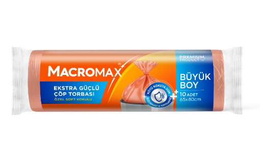 MACROMAX EXTRA GÜÇLÜ ÇÖP TORBASI BÜYÜK BOY - 10 ADET resmi