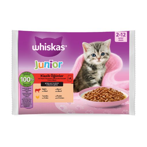 WHİSKAS YAVRU KLASİK ÖĞÜNLER PO 4X85G*13 resmi